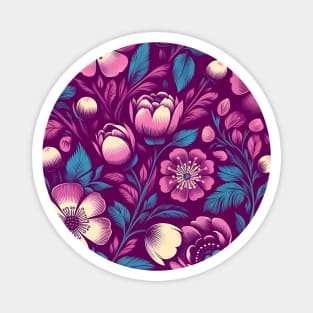 Pink Floral Pattern Magnet